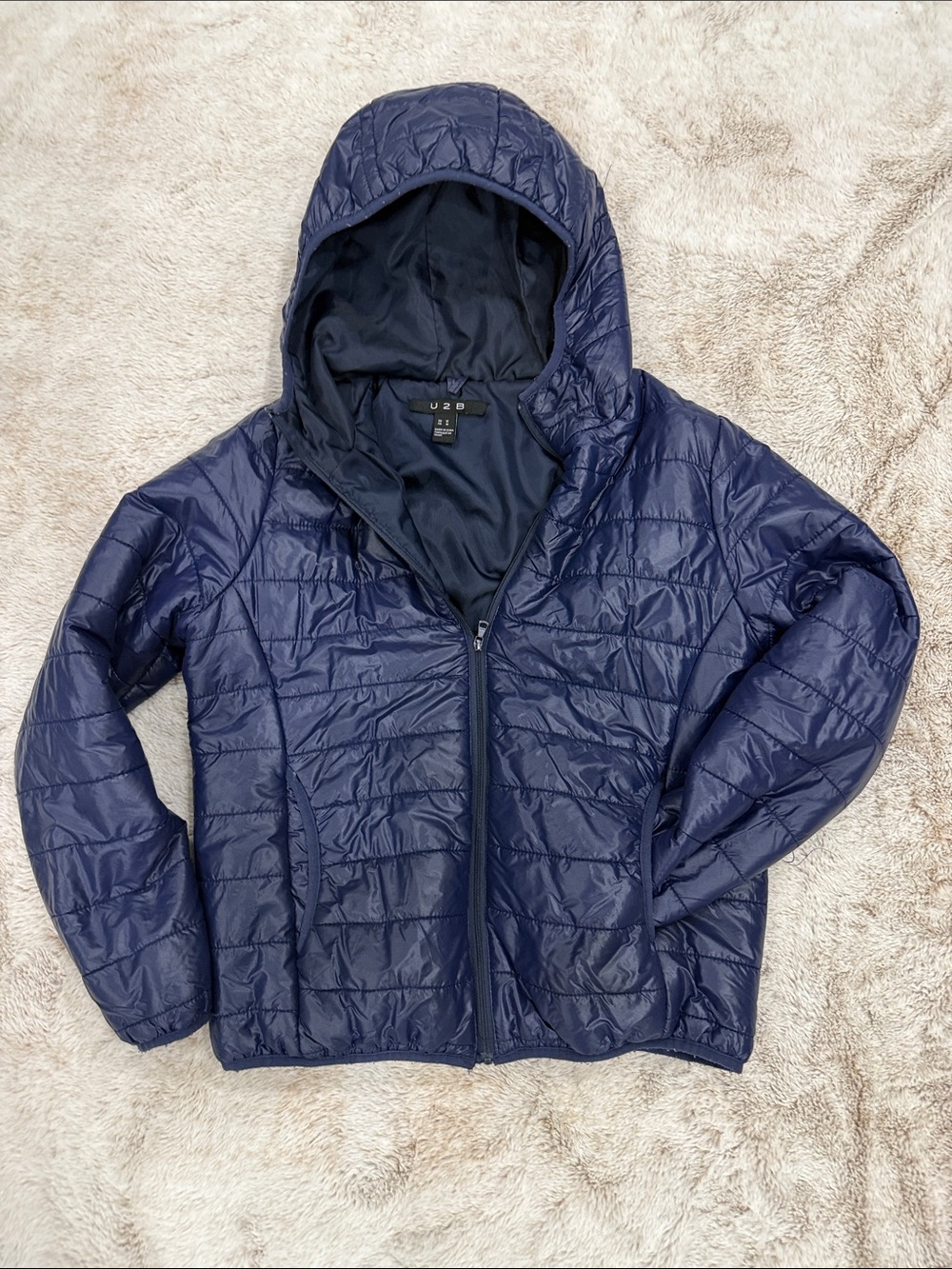 U2B Kids Navy Quilted Hooded Puffer Jacket